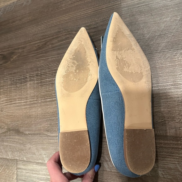 JustFab Taryn Blue Denim Buckle Pointed Ballet Flat - Picture 3 of 4